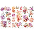 Peacoblue French Peonies Rub On Transfers for Furniture Craft 6"x12" - style: French Peonies