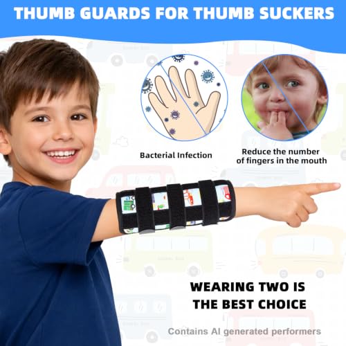 2PCS Thumb Sucking Guard, Thumb Guard for Thumb Sucking(Sky Blue Car) - color: Sky-blue Cars