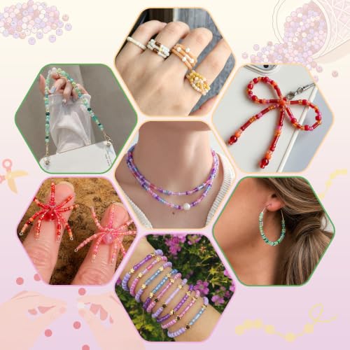 White Seed Beads for Jewelry Making Glass Bugle Beads for DIY Craft - color: White