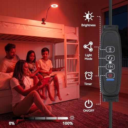 Clip On Reading Light for Bed, 670nm Red Light