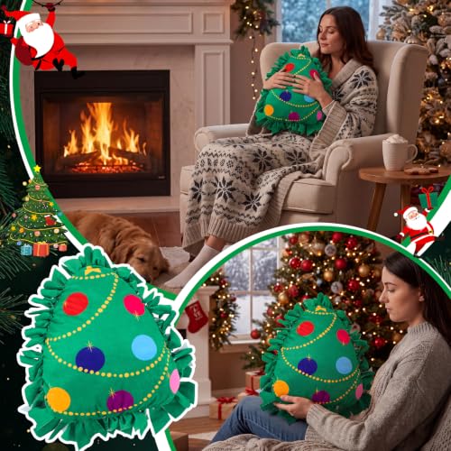 Weysat 6 Sets Christmas Tree Tied Pillow Craft Kit DIY Gifts No Sew Fleece - style: Christmas Tree