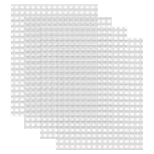 Caydo Plastic Canvas Sheets, 4 Pieces 7 Count 10.5 X 13.5 Inch Plastic Mesh - color: Clear White - 4pcs