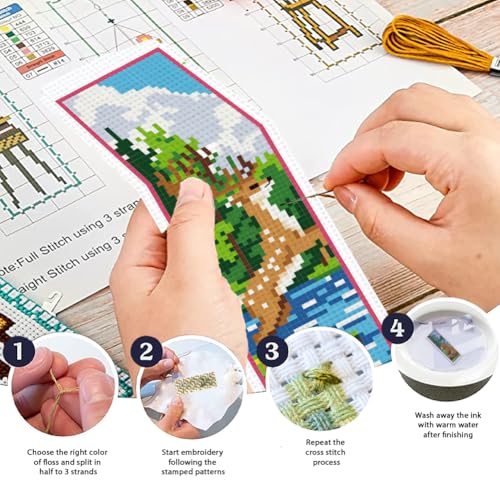ORIGACH 6 Set Forest Animals Cross Stitch Bookmark Kit for Beginner - style: Forest Animals