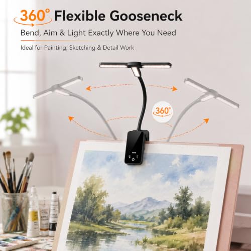 2 Pack Clip-On Easel Light, Rechargeable Artist Lamp for Painting