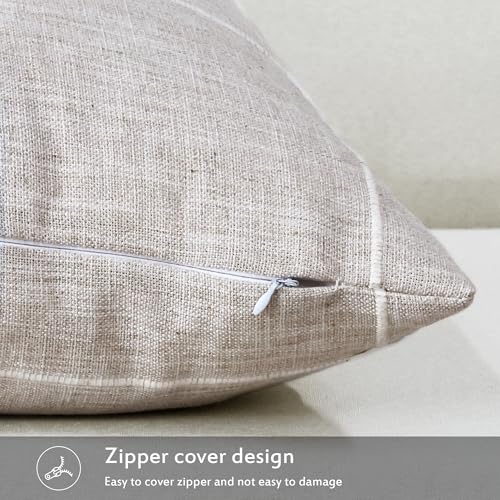 Tan Linen Plaid Throw Pillow Covers 24x24 Set of 1 - color: Coffee Plaid, size: 24" x 24" (Pack of 1)