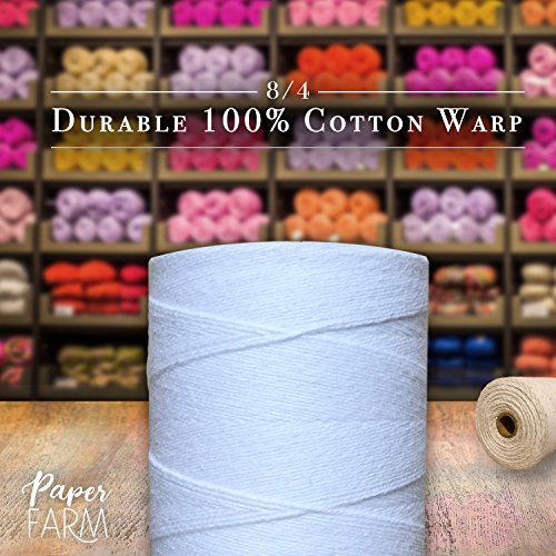 100% Cotton Loom Warp Thread (Pure White), 8/4 Warp Yarn (800 Yards), Perfect for Weaving: Carpet, Tapestry, Rug, Blanket or Pattern - Warping Thread for Any Loom - color: Pure White