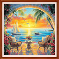 Redxing Counted Cross Stitch Kit for Beginners,Unprinted Needlepoint Kits for Beginners Cross Stitching Embroidery Kit 11CT Stitches kit-Sunrise by the Sea 18x18 inch - color: Setpattern12