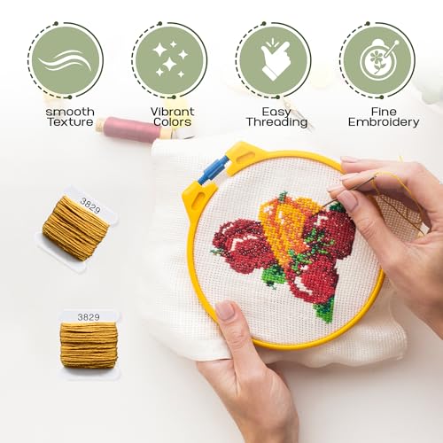 Embroidery Floss Kit and Refills - Cotton Threads - DMC Color Coding for Cross Stitch, String Crafts, Friendship Bracelets - color: 3829 Light Brown