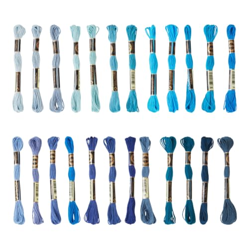 FASHEWELRY 24 Skeins Embroidery Floss Thread 1mm Cross Stitch Thread - color: 24 Colors-Blue, size: 1mm