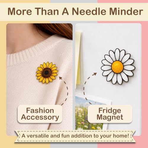 Kraftex Magnetic Needle Minder. Needleminder for Embroidery & Sewing. Cute Needlepoint Accessories. Magnetic Needle Holder for Cross Stitch. Cute Magnet Pin Gift - color: Flowers RSD