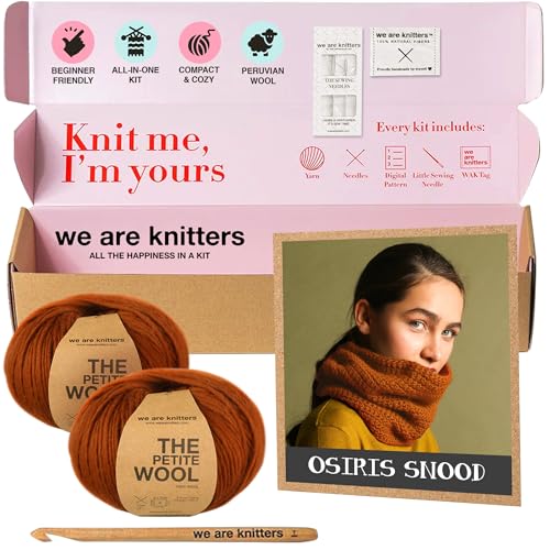 We Are Knitters Osiris Snood Kit | Beginner Crochet Gift Kit | Easy Warm Winter Snood | Stylish DIY Handmade Accessory Set Cozy Relaxing Craft GiftPro - color: Burnt Orange