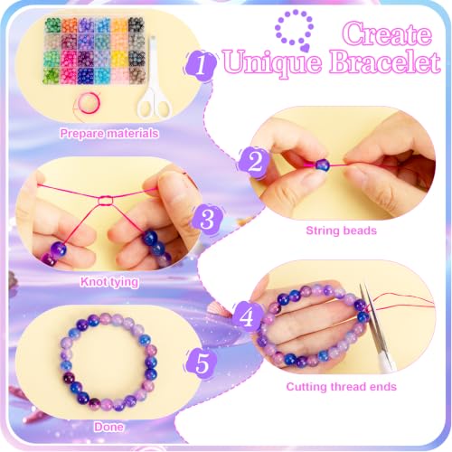 192 Colors 9600pcs 8mm Dream Candy Colorful Series Glass Beads Bracelet Making Kit,8 Box Different Unique Styles Crystal Bead for Making and DIY Crafts - color: 8 Boxes 6mm Round Glass Beads