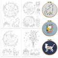 Peacoblue Cat, Flower Stick and Stitch Embroidery Patterns, Water Soluble - color: Cute Cat with Flower