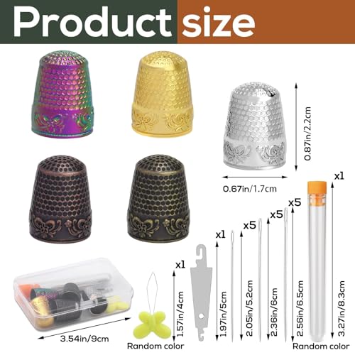 Nitlak 24 Pcs Thimbles Set, Thimbles for Hand Sewing with Needle Threader