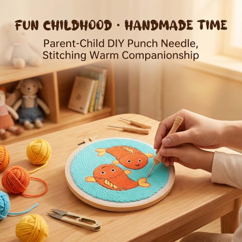 Harimau Punch Needle Kit Twelve Zodiac Signs Pattern,1Pc Embroidery Hoop, Essential Punch Needle Supplies,Ideal Punch Art for Beginners,DIY Adults Embroidery, Video Teaching - color: 65274