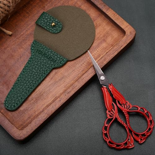 YOUGUOM Small Sewing Scissors, Little Embroidery Shears with Cover - color: Red