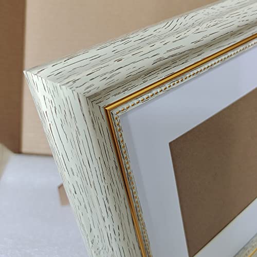With 8x8 Mat Picture Frame 10x10 White Elegant Gold Border Decoration - color: White, size: 10x10