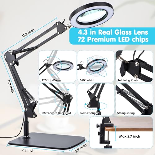 LED Magnifying Desk Lamp with Stand and Clamp for Repair, Crafts, Reading - size: 20Inch Stand and Clamp