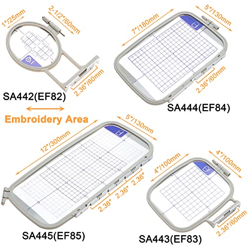 New brothread Embroidery Machine Hoop 4 in 1 Set - SA442+SA443+SA444+SA445 - size: 4 in 1 Set (1"x2.5", 4"x4", 5"x7", 5"x12")
