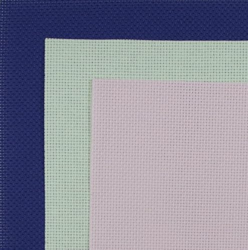 KCS 3 pc of 15" x 18"(38cmx45cm) Counted Cross Stitch Cotton Aida Cloth Needlework Rolled Fabric Box,16CT,Royal Blue+Light Green+Pink - color: Royal Blue+light Green+pink, size: 16CT