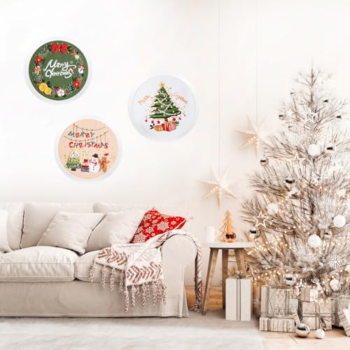LB Christmas Embroidery Kit for Beginners Adults, 3 Sets Hand Embroidery Starter Kit with Wreath Pattern and Instructions Stamped Cross Stitch Kits Include Embroidery Hoop Needles Threads Scissors - color: Beige Green