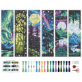 BEUNITONE 6 Pcs Landscape Bookmarks Cross Stitch Kits for Adults Beginner Scenery Cross Stitch Bookmark Kit Aurora Needlepoint Bookmark Kit Stamped DIY Embroidery Kit with Instructions 2.4x8 in - style: Dreamy Landscape