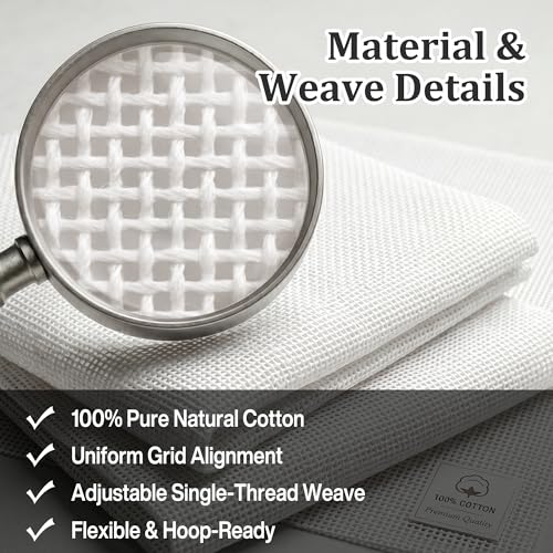 2 Pack 13 Mesh Needlepoint Canvas, 20" x 18" Cotton Blank Canvas - color: 13 Mesh-18*20"-2P