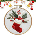 RUIQLXHANG Christmas Embroidery Kit, Christmas Gnomes Embroidery Kits for Beginners with Pattern, Cotton Threads, Needles, Instruction, 20cm Hoop, Gift for Mom, Grandma (Stocking Stuffer) - color: Stocking Stuffer