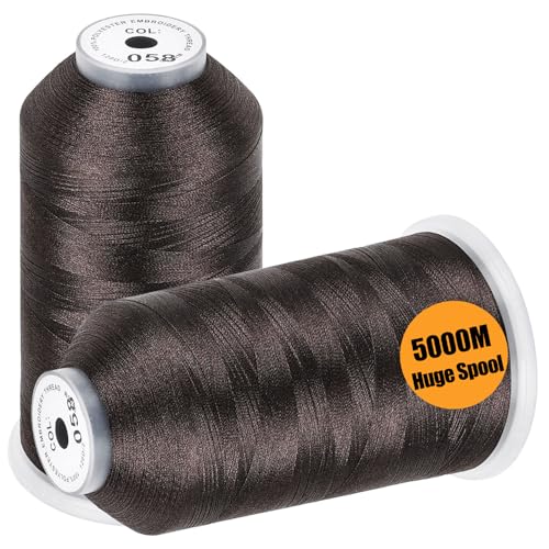 New brothread 2 Huge Spools Embroidery Machine Thread -Dark Brown - color: Dark Brown-058