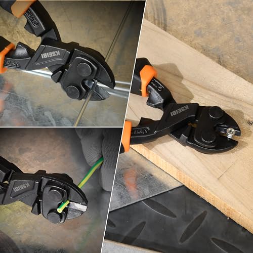KSEIBI 8-Inch Mini Bolt Cutters Heavy Duty - Compact Bolt Cutter with Anti-Slip Handle for Wire, Cables, Chains, Small Screws - Handy Tool Featuring High Leverage Design and CrMo Blades - 161615 - size: 8 Inch High Leverage Bolt Cutter