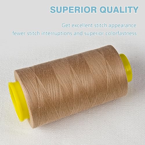 Dark Cream Serger Thread, All-Purpose Thread for Sewing, Polyester, 4 Cones of 3000 Yards Each Spool for Sewing Machine - color: 4 Dark Cream