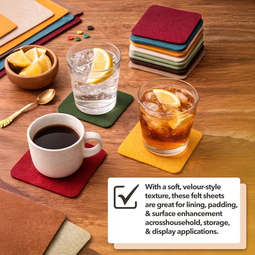 Mandala Crafts 9X12 20 Tan Self Adhesive Felt Sheets with Sticky Backing - color: Tan