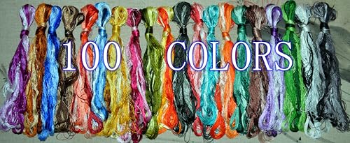100% Mulberry Silk Embroidery Thread 100 Colors 22m Each (S100) - color: 100 COLOR