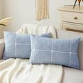 vctops Pack of 2 Rustic Lattice Throw Pillow Covers (Plaid Blue,12"x20") - color: Plaid Blue, size: 20" x 12" (Pack of 2)