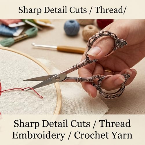 BIHRTC Vintage European Style Scissors for Embroidery, Sewing, Craft, Art