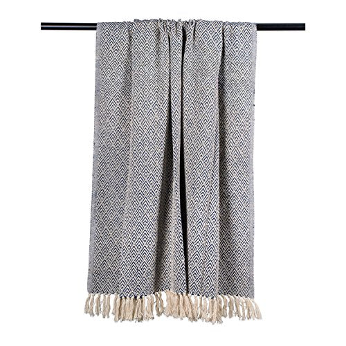 DII Diamond Throw Collection Cotton Woven, 50x60, Nautical Blue - color: Nautical Blue