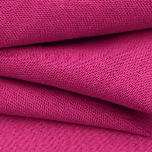 NSGZ Hot Pink Linen Cotton Fabric 2 Yards 61" Wide, Linen Cotton Blend - color: Hot Pink, size: 2 Yards
