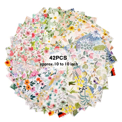 ZOOELAY 42-10" Precut Fabric Quilt Squares Layer Cake Bundles for Quilting Printed Floral for Sewing Fabric - size: 10 x 10 Inch