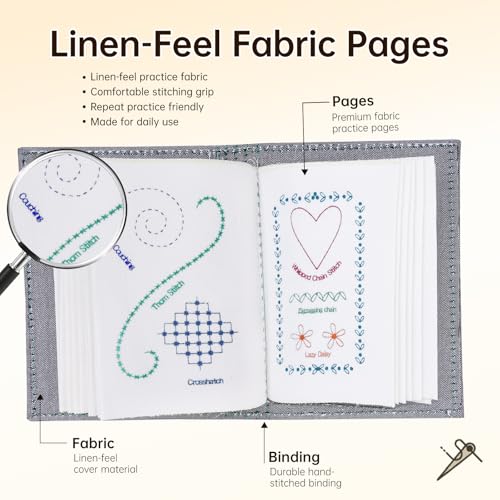 86-Piece Complete Sewing Kit + Illustrated Guide to 106 Embroidery Stitches | DIY Embroidery Kit: A One-Stop Starter Kit to Take You from Beginner to Expert [Portable Embroidery Workshop]