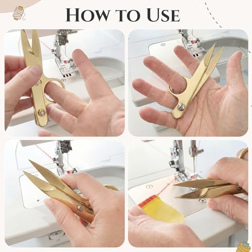 1 Pcs Mini Upgrade Sewing Scissors Fabric Thread Snips Scissors for Sewing Tiny Premium Tailor with Protective Cover Supplies Cutting Clothes Fishing Line Fabric Yarn (Gold) - color: Gold