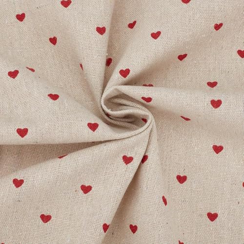 1.09 Yards 37 Inch Red Heart Linen Fabric Washable Mini Love Hearts Flaxen Upholstery Linens Quilting Cloth Fabrics for Sewing Making Clothing Tablecloth Bag Cushion DIY Craft Supply - size: 1580MM, style: Heart