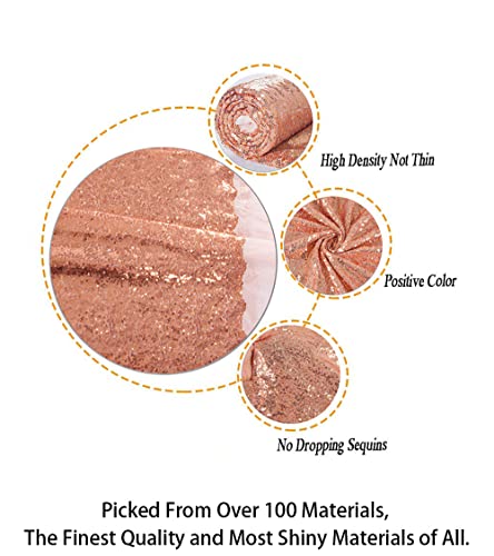 ShiDianYi 30 Feet Sequin Fabric by The Yard 10 Yards Rose Gold Sequin Fabric for Sewing Glitter Mesh Material Spakle Fabrics for Dress Rose Gold Sequin Backdrop - color: Rosegold, size: 10 Yard