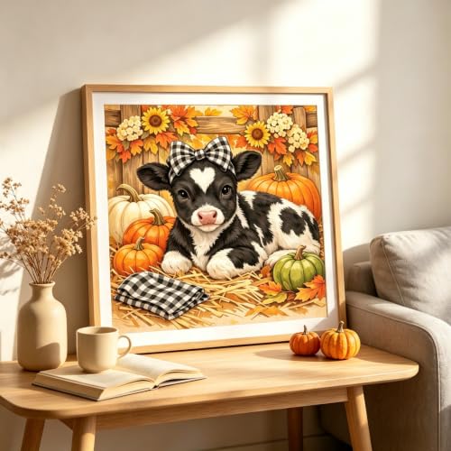 Highland Cow Pumpkin Diamond Painting Kits for Adults, Autumn Diamond Art - color: KM1294-1