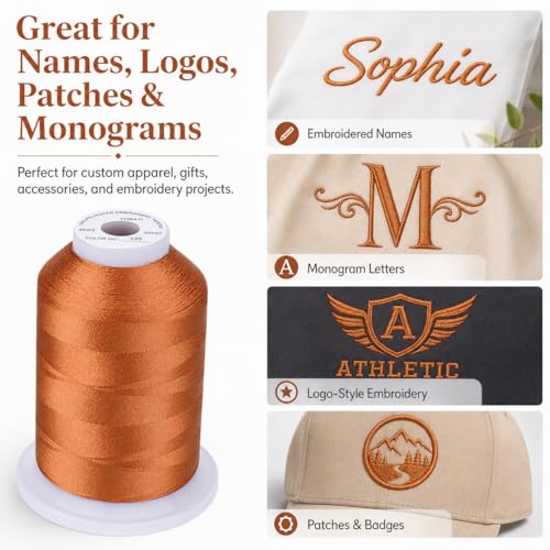 Simthread Embroidery Machine Thread 5000M 40WT Polyester, Clay Brown 339 - color: ClayBrown339