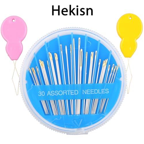 Hekisn 30pcs Premium Hand Sewing Needles, 6 Sizes 30-Count Assorted Sewing Needles, Stitching Needles for Hand Sewing Repair，Sewing Sharp Needles Sewing Repair Embroidery Needles (1, Blue) - style: Blue