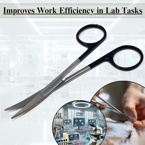 Premium Iris Scissors Micro Dissecting Scissors Curved 4.5" with Fine Sharp Blades Made of Stainless Steel Medical Surgical Tools (Black Handle) - color: Black Handle