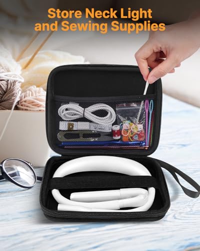 Reading Light with Storage Case, Rechargeable Neck Book Light - color: White + Black Storage Case