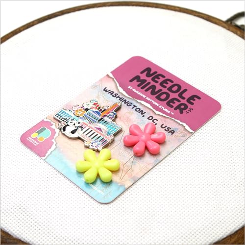 Awesome Pattern Studio Needle Minder Set – Washington Magnetic Needle Minder + 2 Needle Threaders. Enamel Pin for Cross Stitch, Embroidery and Craft - size: Washington Set #1