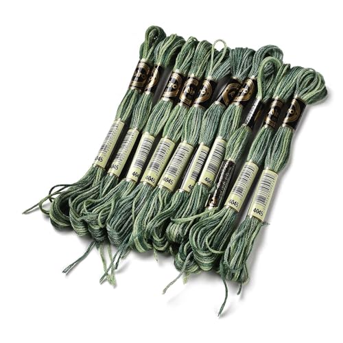 10 Skeins Dark Olive Green 0.5mm 6-Ply Polyester Embroidery Floss Cross Stitch Threads Segment Dyed Gradient for DIY Craft Hand Sewing Knitting DIY Crafts Jewelry Making 8.75 Yards(8m)/Skein - color: Dark Olive Green