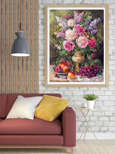 Moohue 14ct Counted Stamped Cross Stitch Kits for Adults Flowers Printed Cross Stitch Patterns Art Crafts Cross Stitch Supplies (Flowers 10) - color: Flowers 10